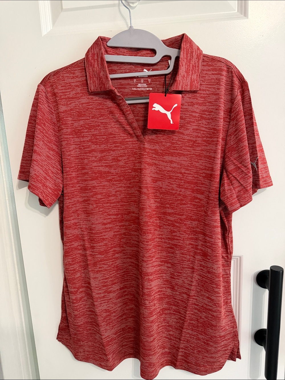 Puma ladies Red Heather Polo Shirt